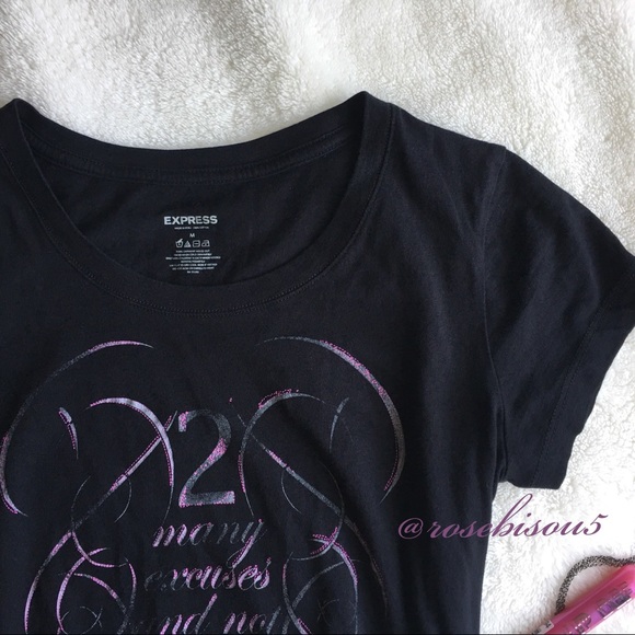 {EXPRESS} Graphic Refined Graphic Print Tee Black - Picture 3 of 7